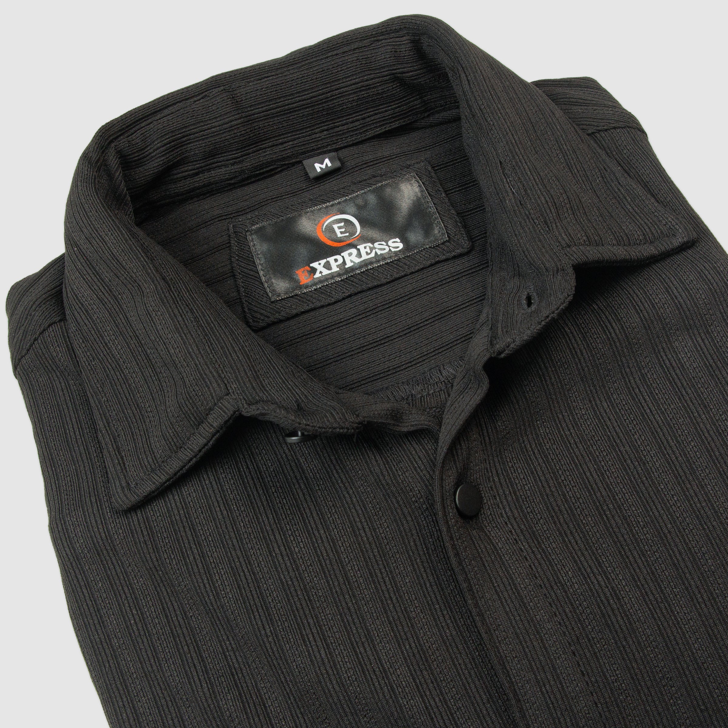 Stretch Material Lining Full Sleeves Casual Shirt - Black