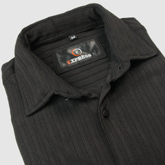 Stretch Material Lining Full Sleeves Casual Shirt - Black