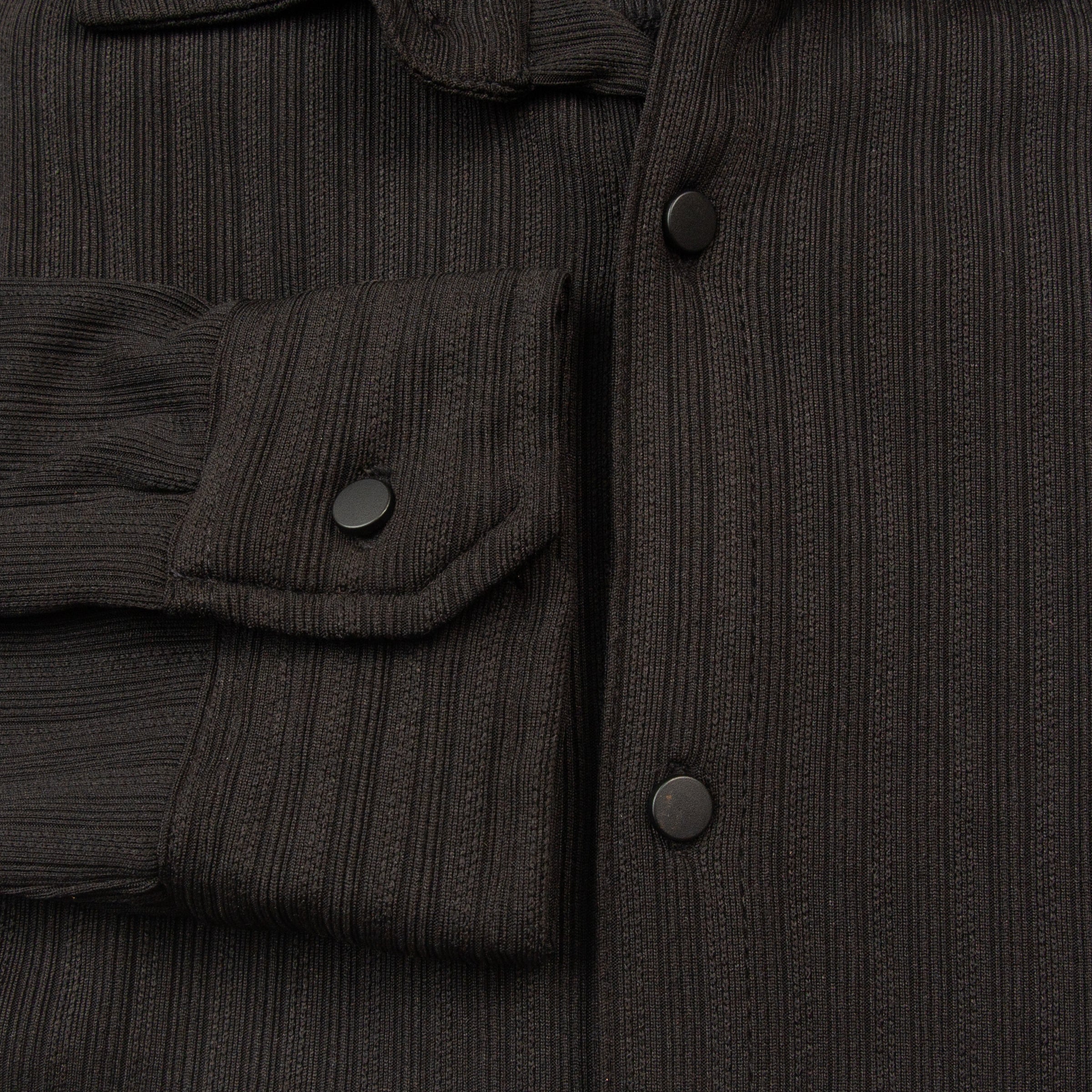 Stretch Material Lining Full Sleeves Casual Shirt - Black