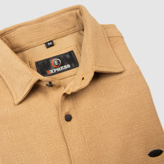 Crush Material Stylish Full Sleeves Shirt - Brown