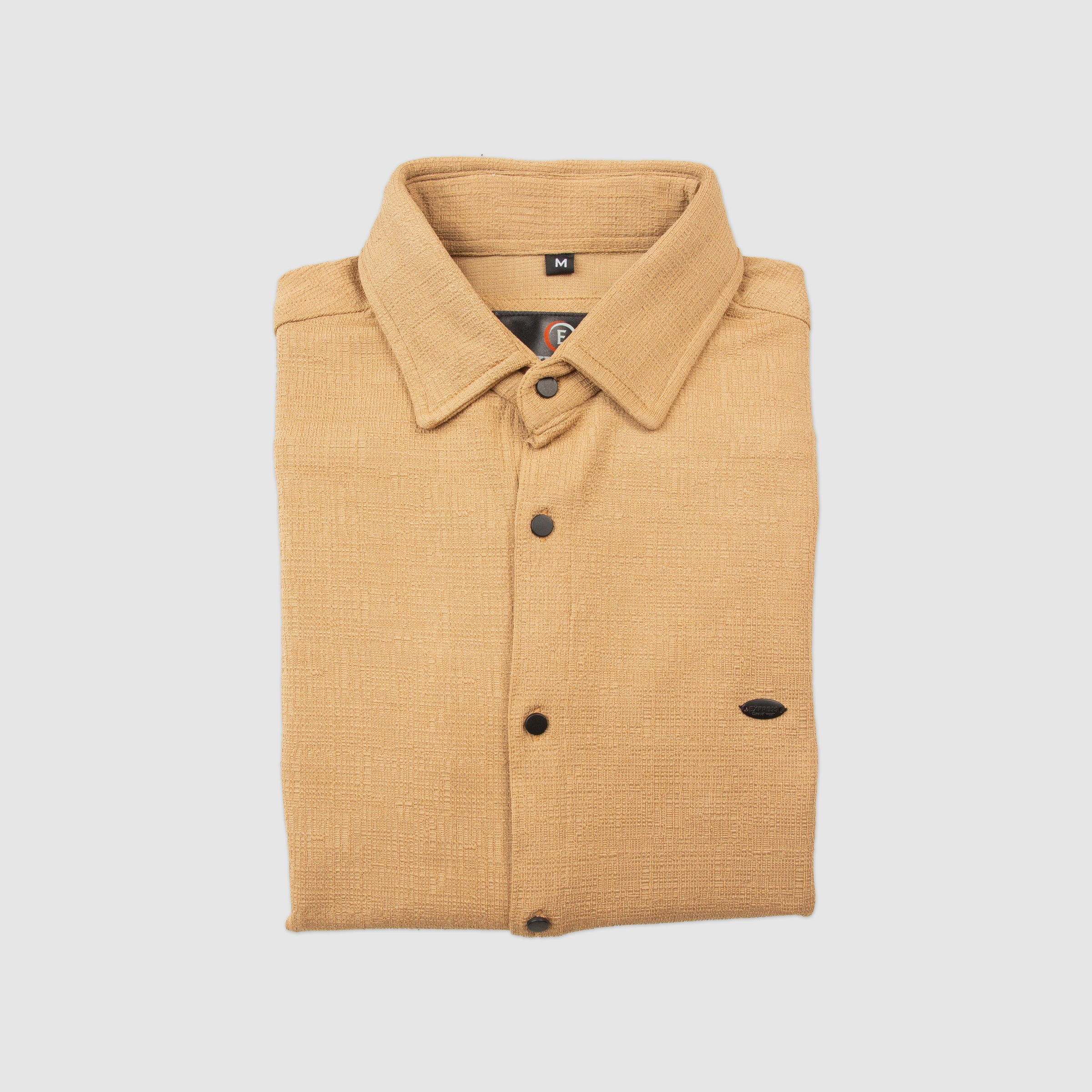 Crush Material Stylish Full Sleeves Shirt - Brown