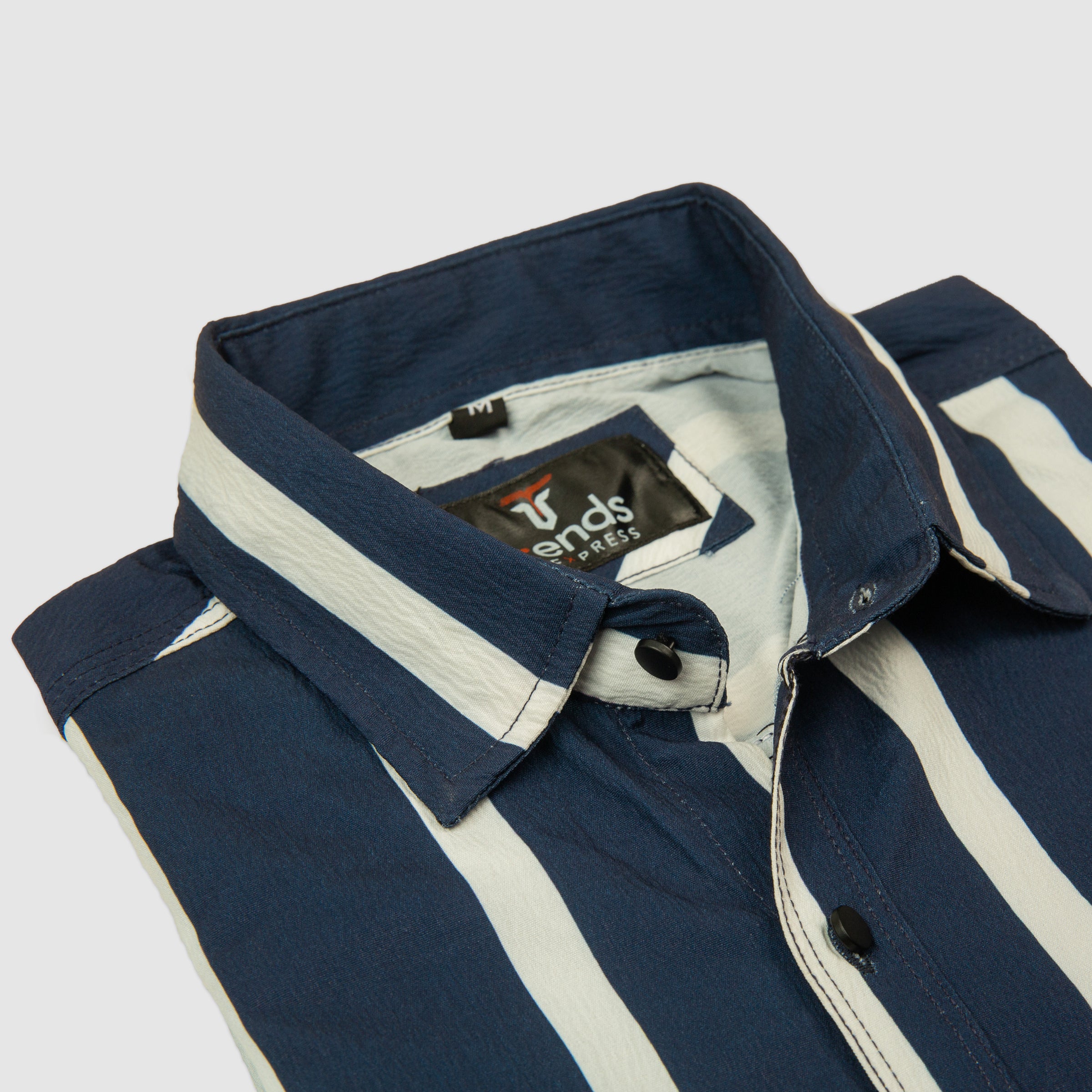 Trendy Stripes Casual Shirt - Navy Blue and White