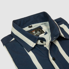 Trendy Stripes Casual Shirt - Navy Blue and White