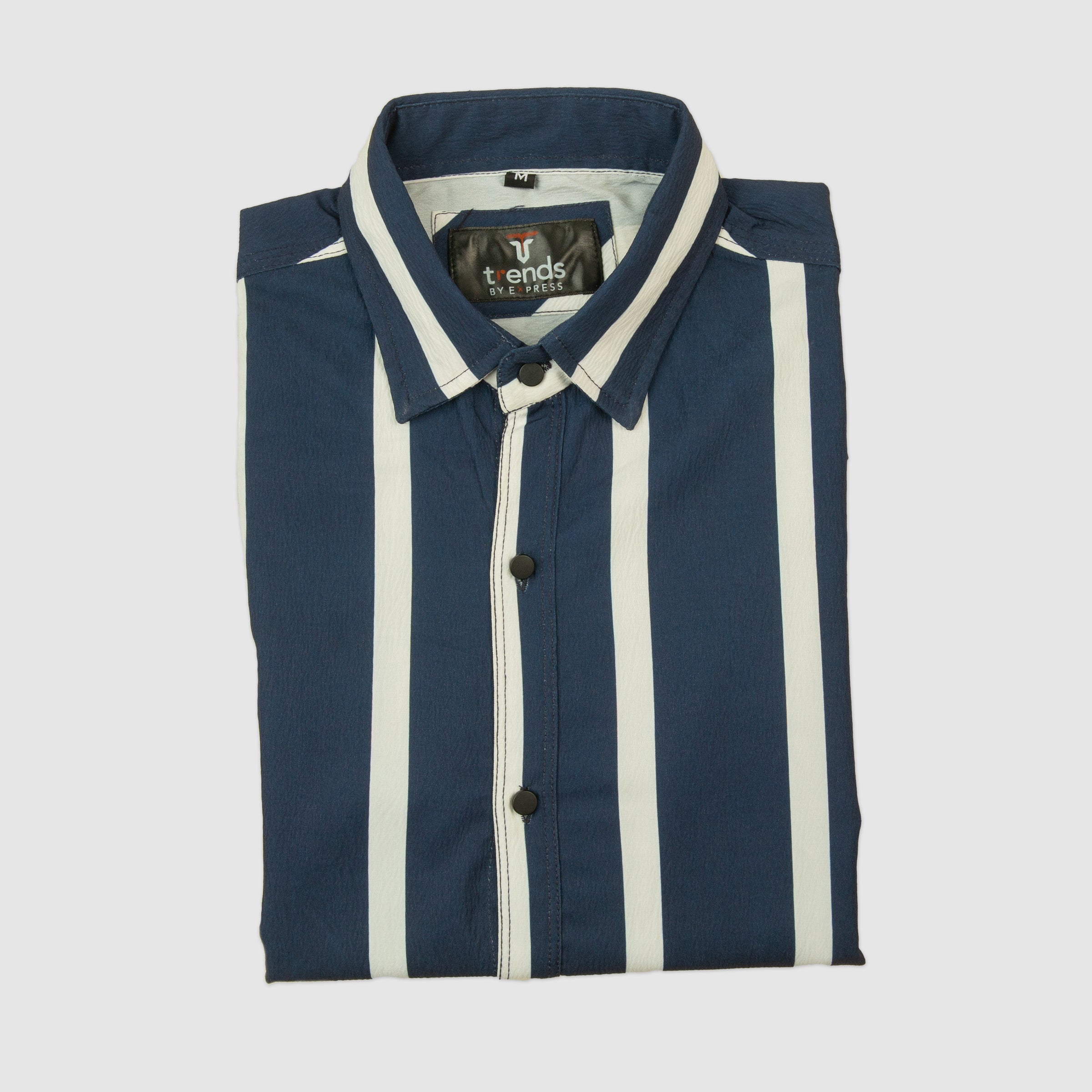 Trendy Stripes Casual Shirt - Navy Blue and White