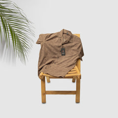Elegant Printed Texture Casual Shirt Half Sleeves - Brown