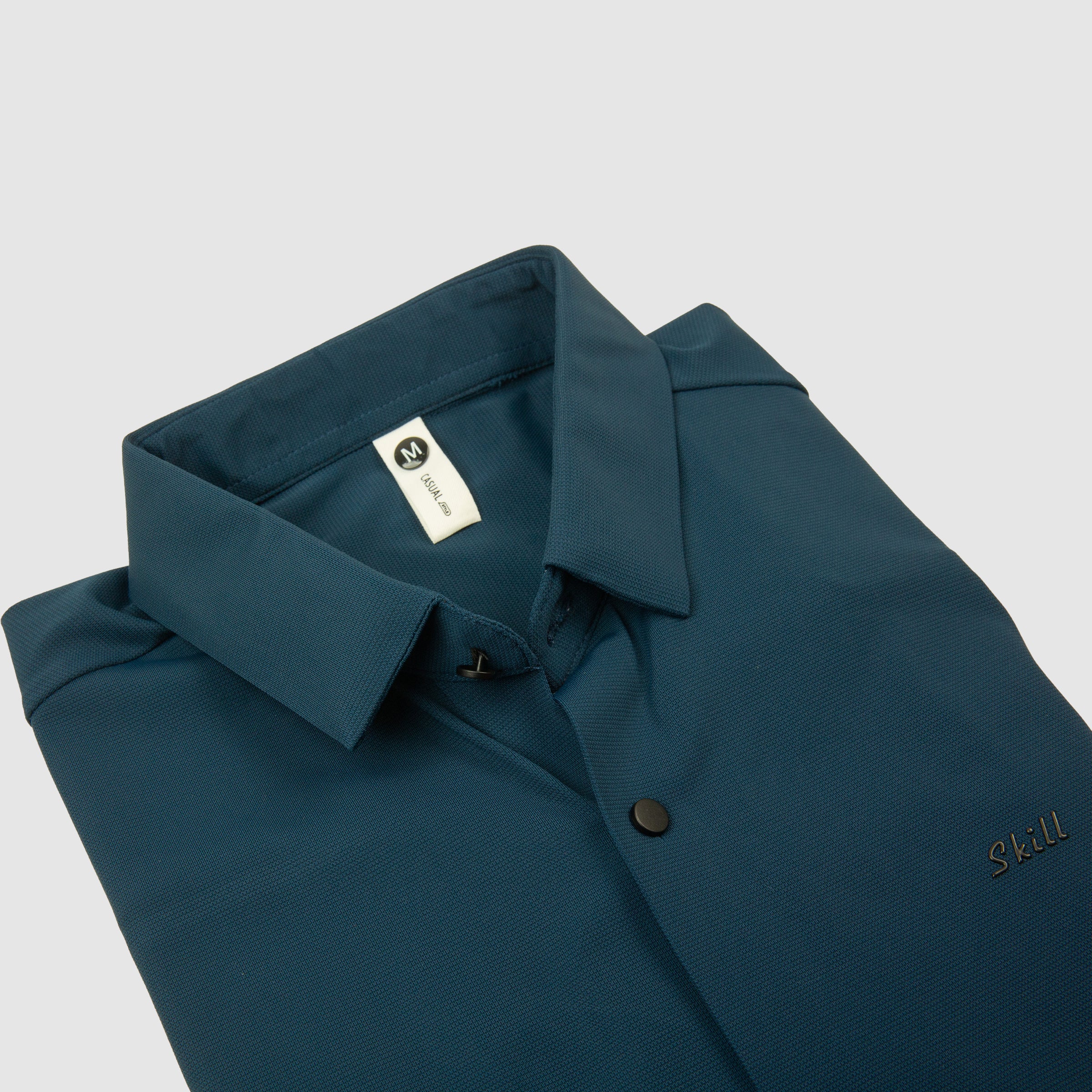 Ice Silk Material Plain Stretchable Shirt Full Sleeves - Blue
