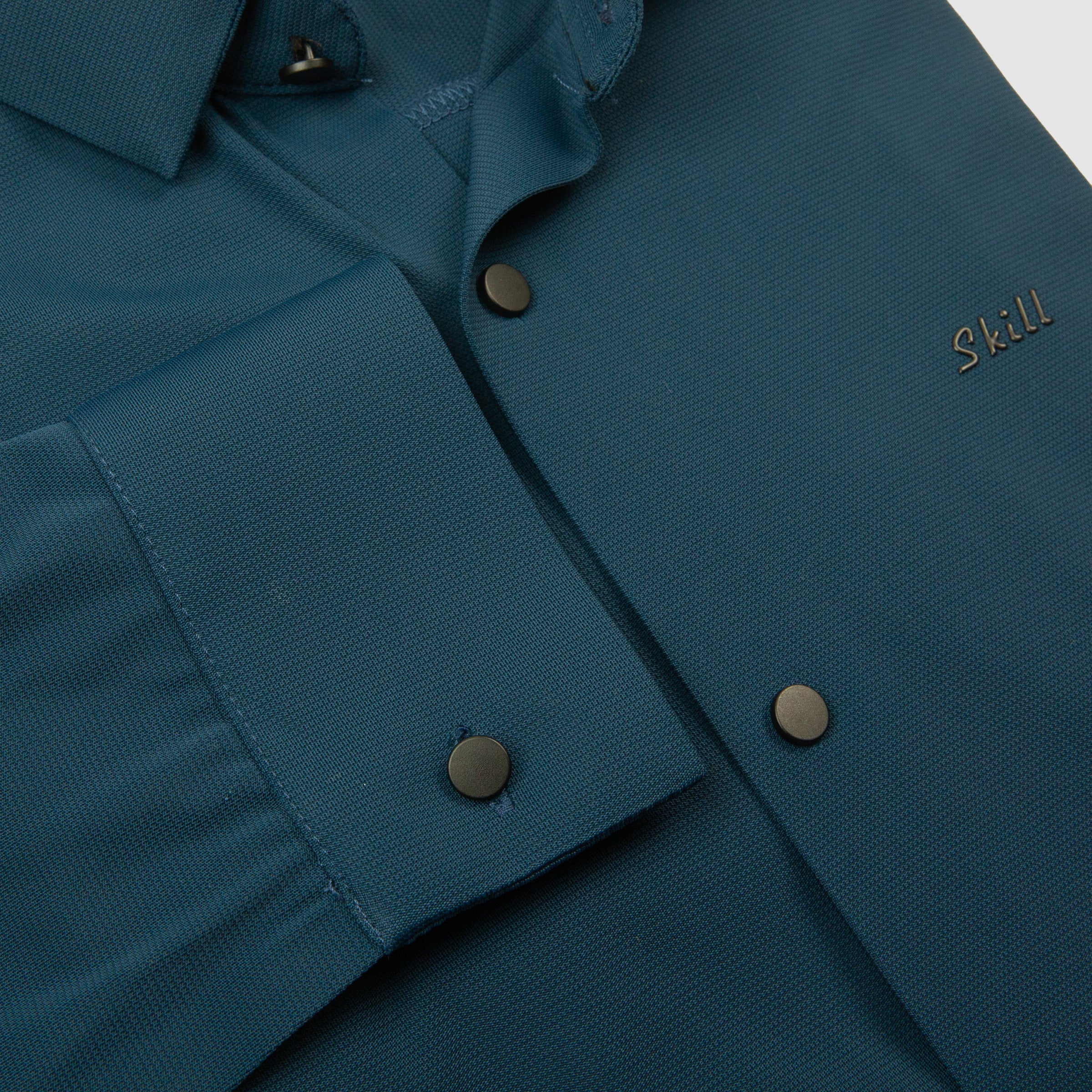 Ice Silk Material Plain Stretchable Shirt Full Sleeves - Blue