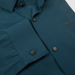 Ice Silk Material Plain Stretchable Shirt Full Sleeves - Blue