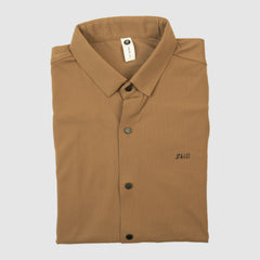 Ice Silk Material Plain Stretchable Shirt Full Sleeves - Brown