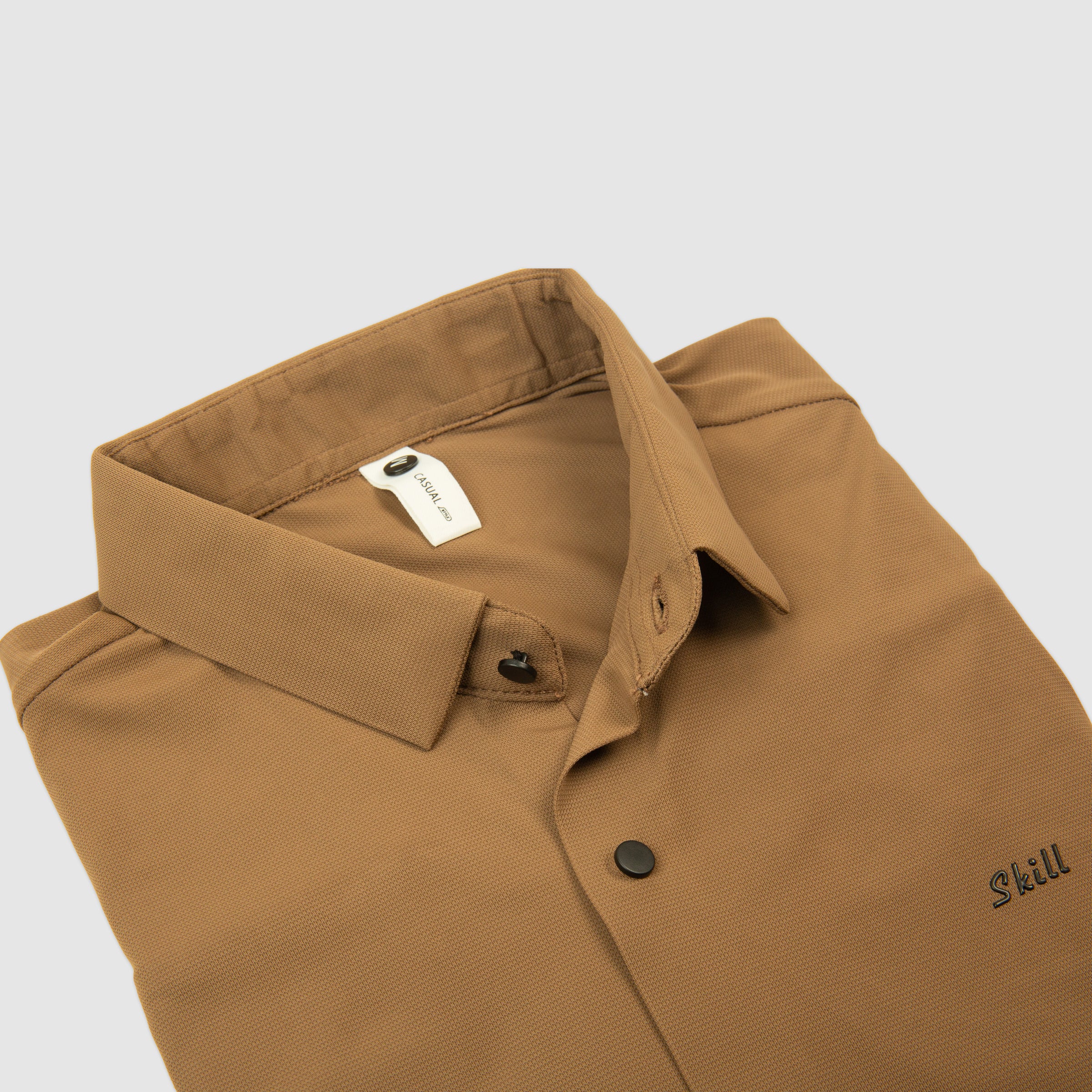 Ice Silk Material Plain Stretchable Shirt Full Sleeves - Brown