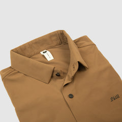 Ice Silk Material Plain Stretchable Shirt Full Sleeves - Brown