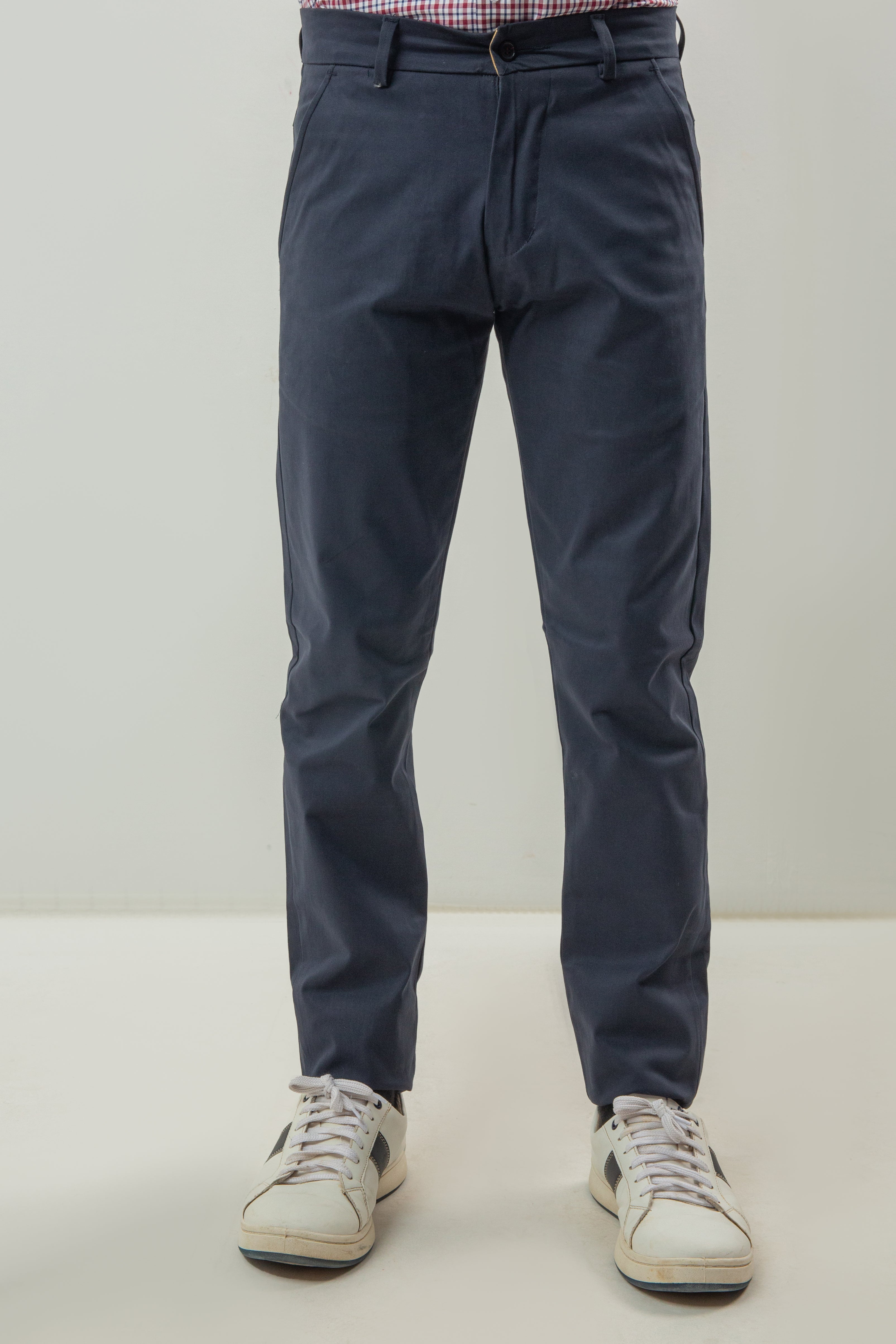 Skin Fitted Cotton Chinos Plain - Navy Blue