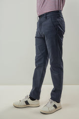 Skin Fitted Cotton Chinos Plain - Navy Blue