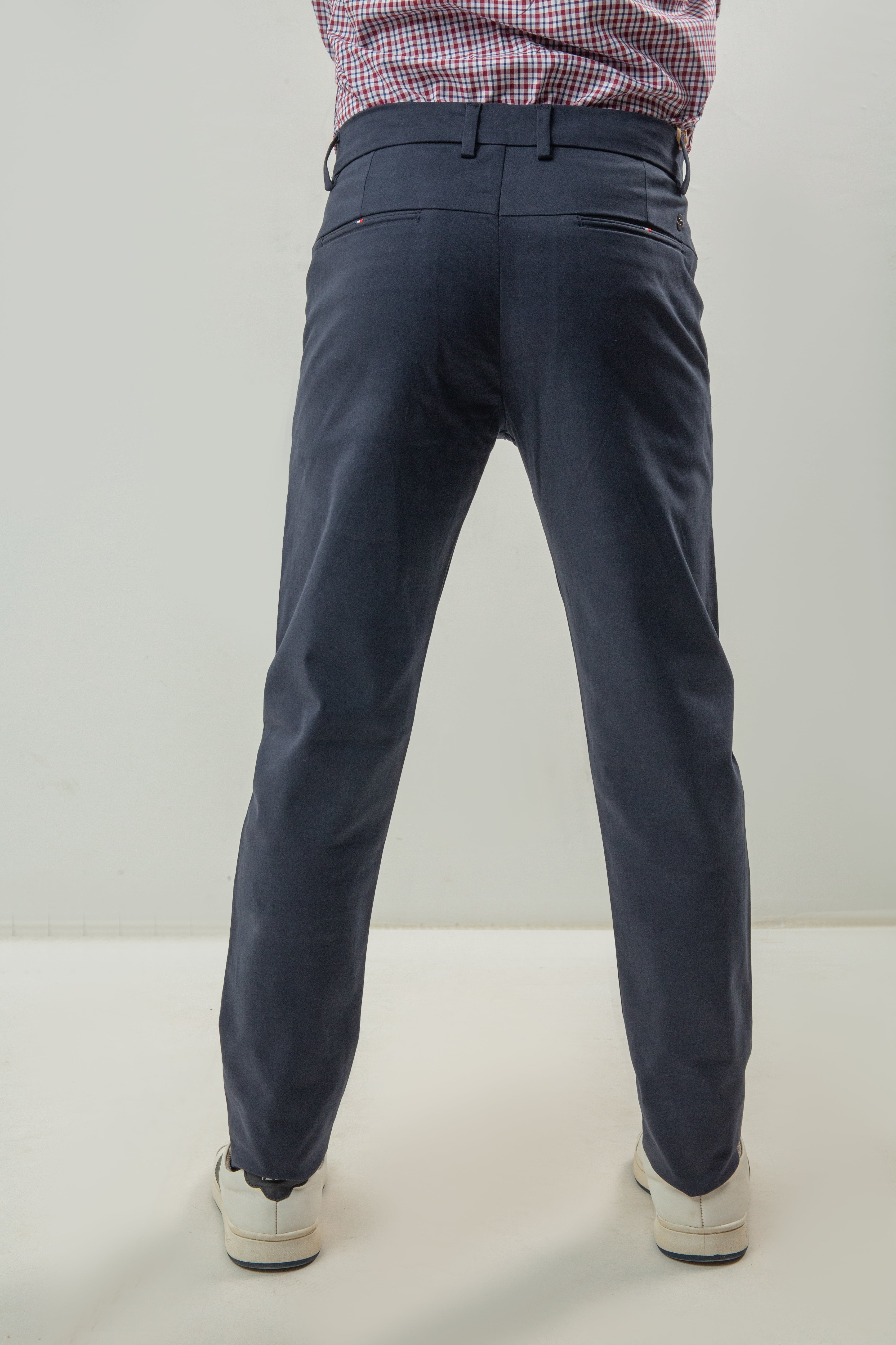 Skin Fitted Cotton Chinos Plain - Navy Blue