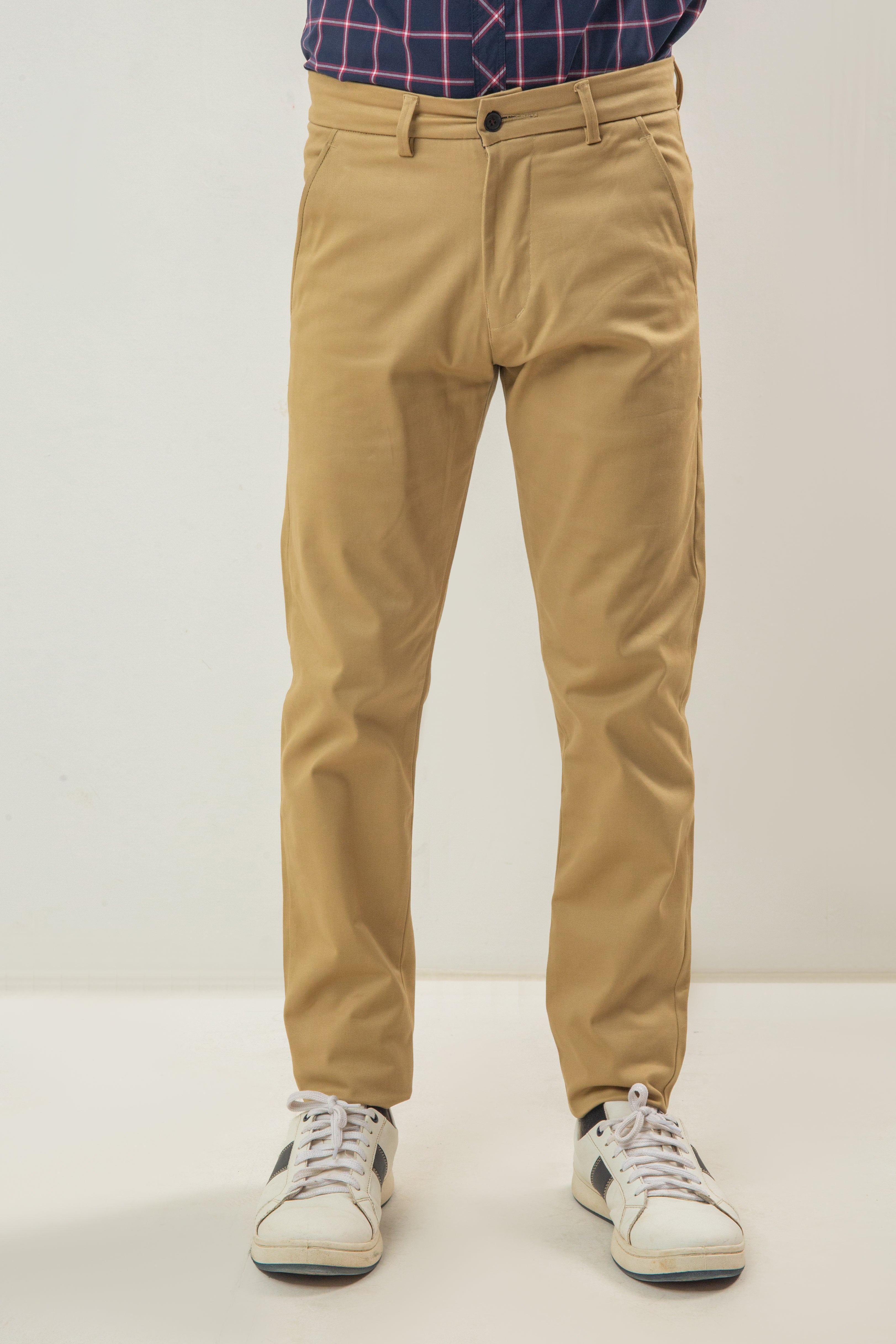 Skin Fitted Cotton Chinos Plain - Fawn
