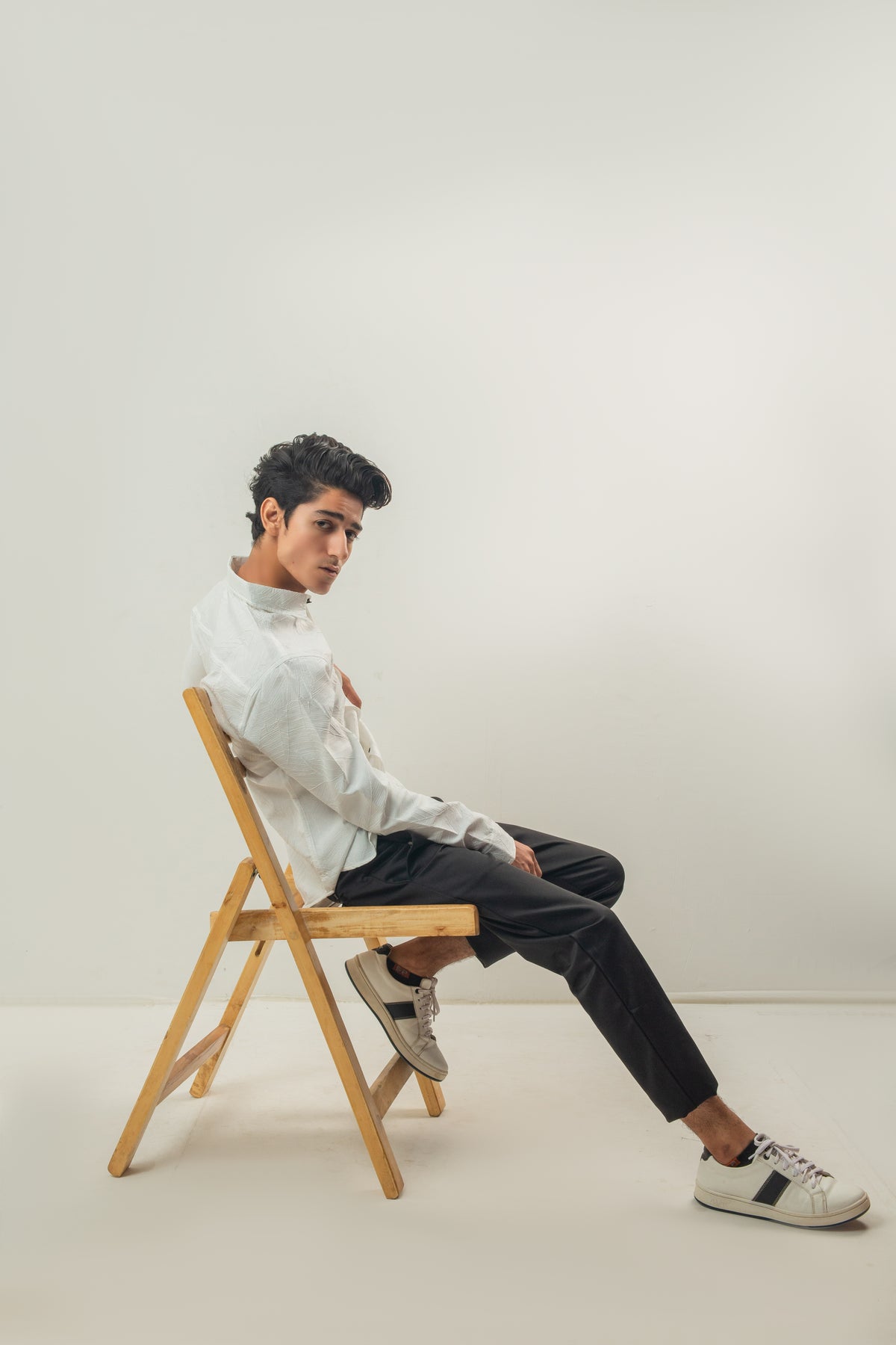 Textured Full Sleeves Shirt - White