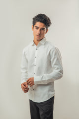 Textured Full Sleeves Shirt - White