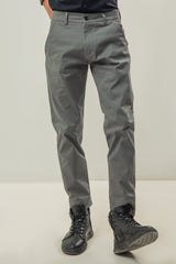 Skin Fitted Cotton Chinos Plain - Gray