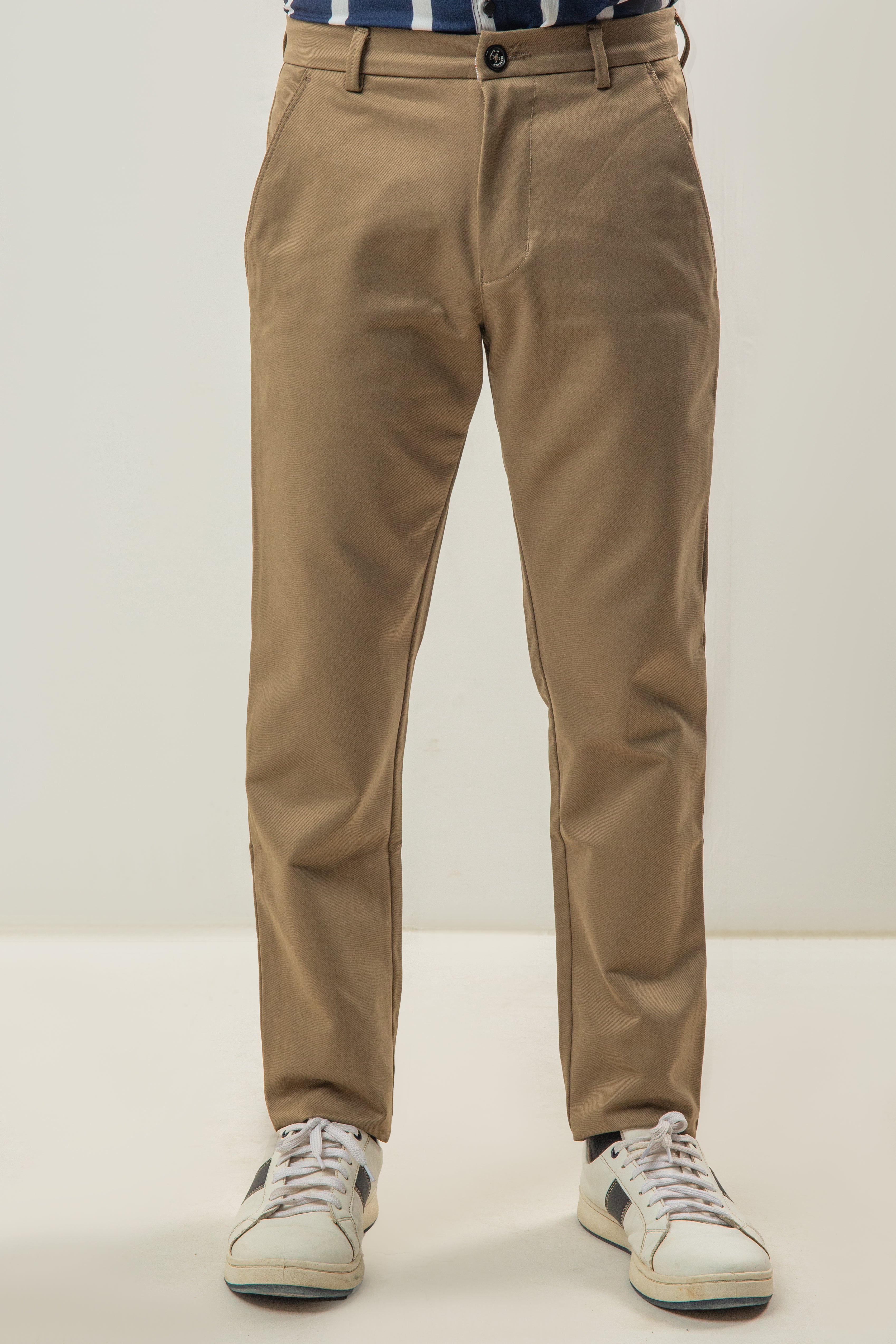 Skin Fitted Cotton Chinos Self Material - Camel