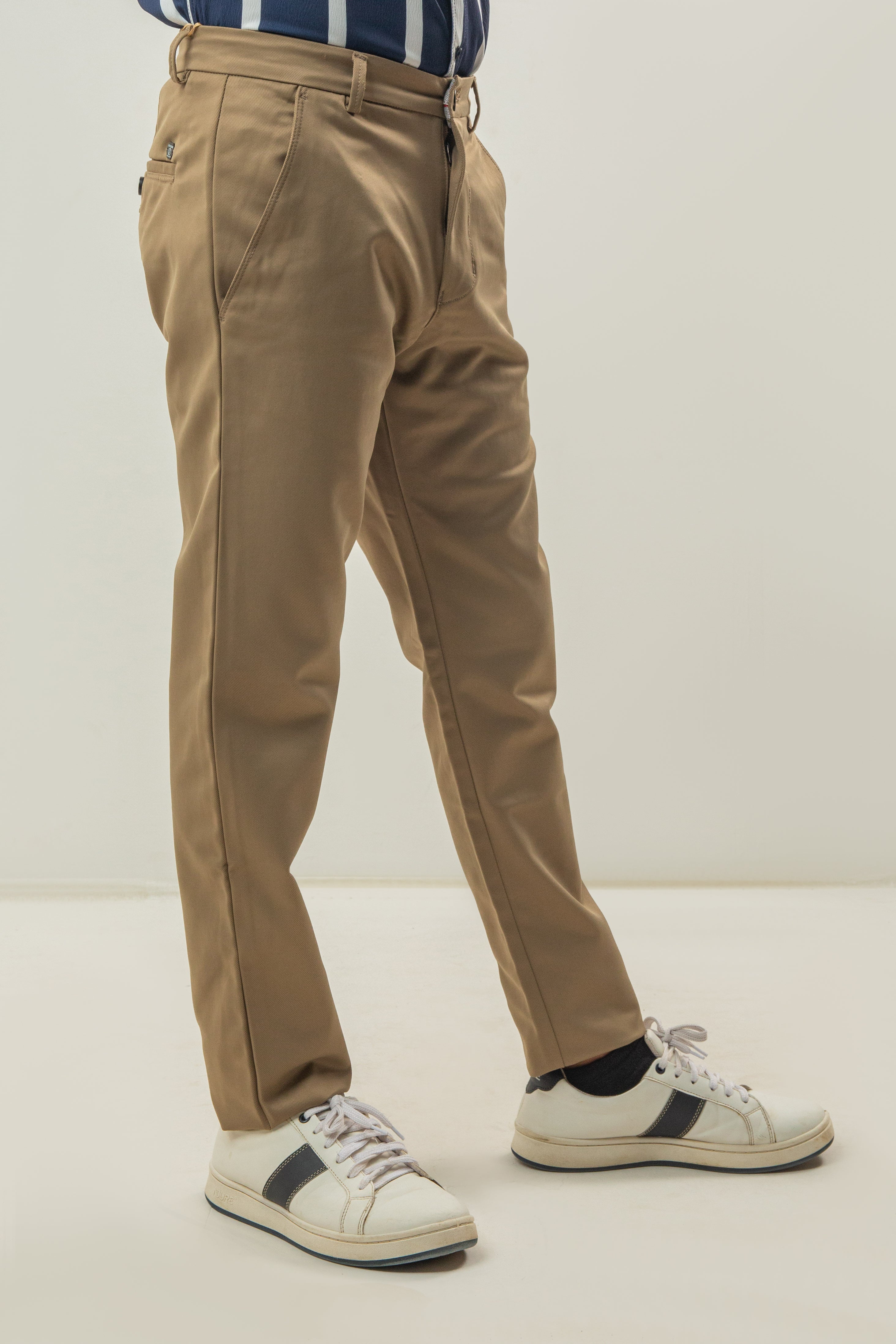Skin Fitted Cotton Chinos Self Material - Camel