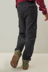 Imported Cotton Blended Fabric Cargo Pants - Black