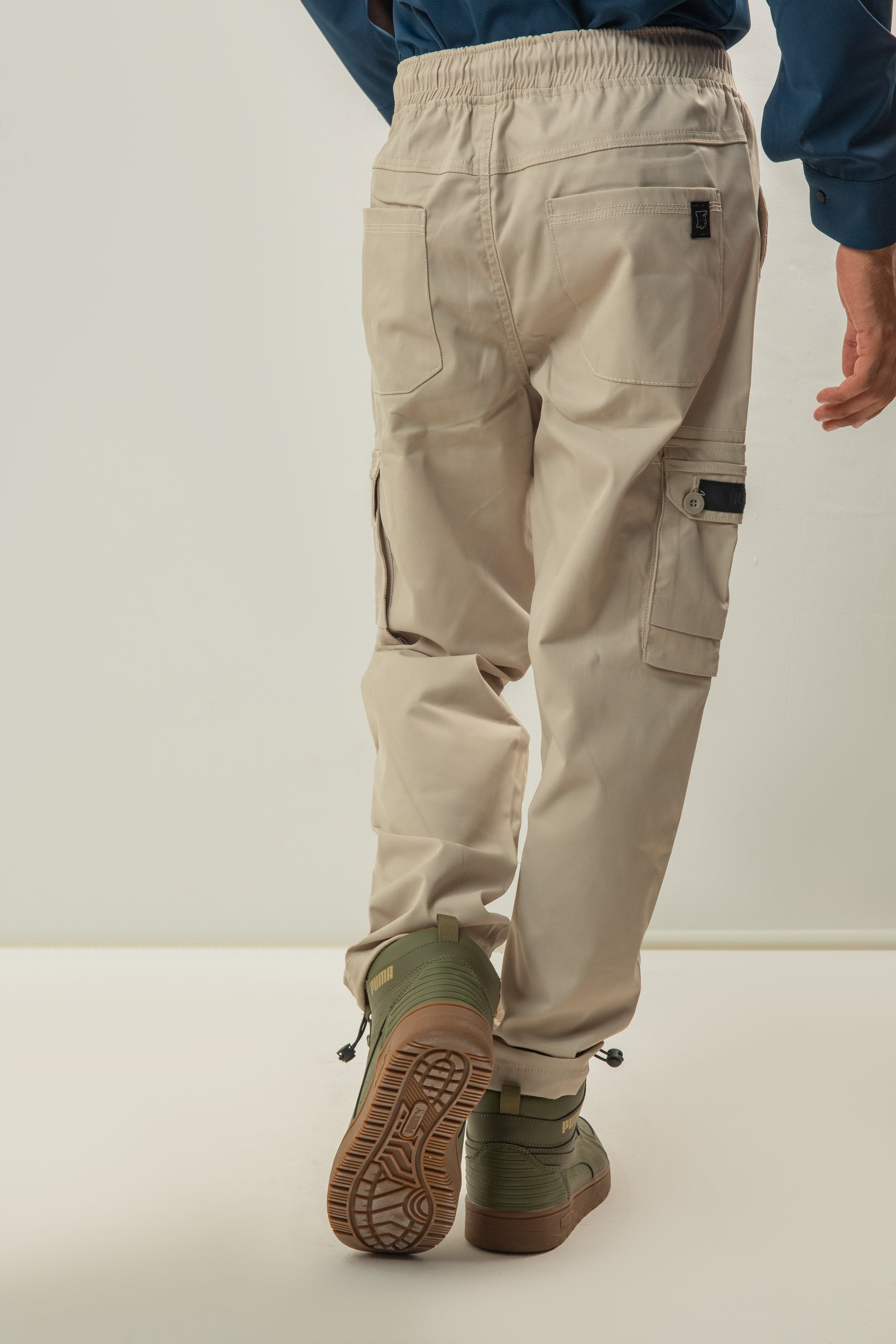 Imported Cotton Blended Fabric Cargo Pants - Beige/Fawn
