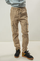 Cotton Twill Cargo Pants - Camel