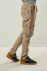 Cotton Twill Cargo Pants - Camel