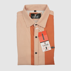 Bold Stripes Casual Shirt Full Sleeves - Peach Shade