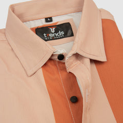 Bold Stripes Casual Shirt Full Sleeves - Peach Shade