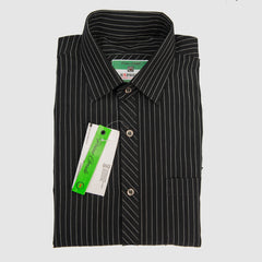 Sleek Lining Style Full Sleeves Casual Shirt - Black