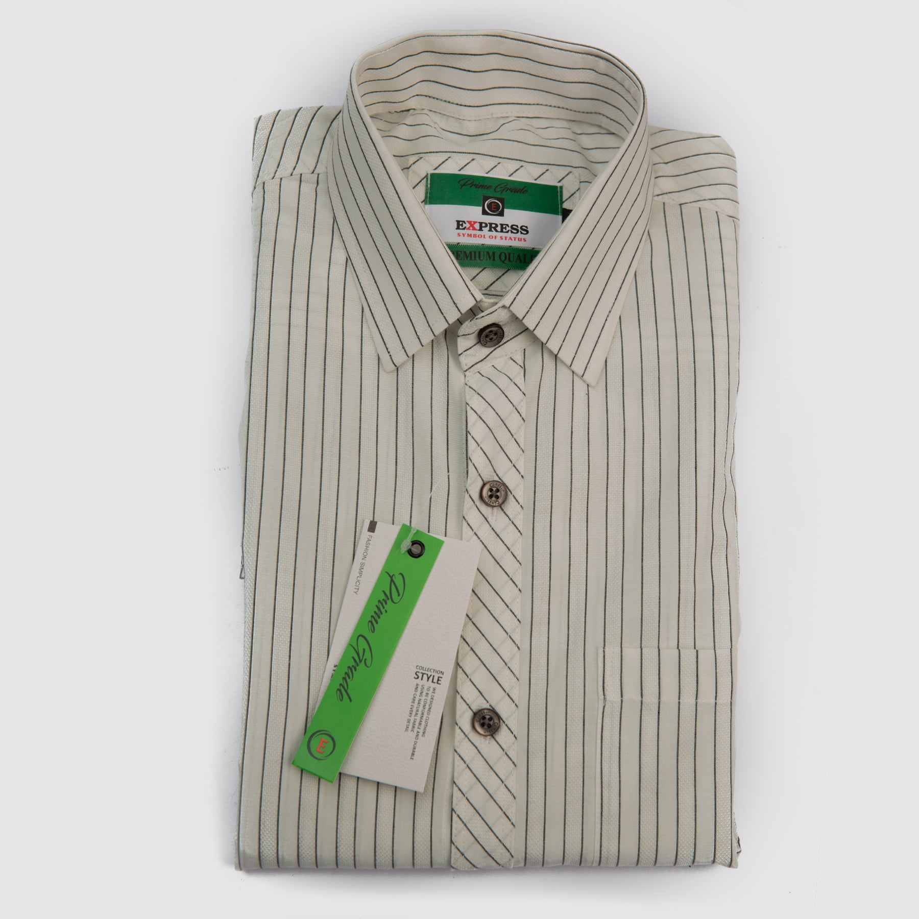 Sleek Lining Style Full Sleeves Casual Shirt - White