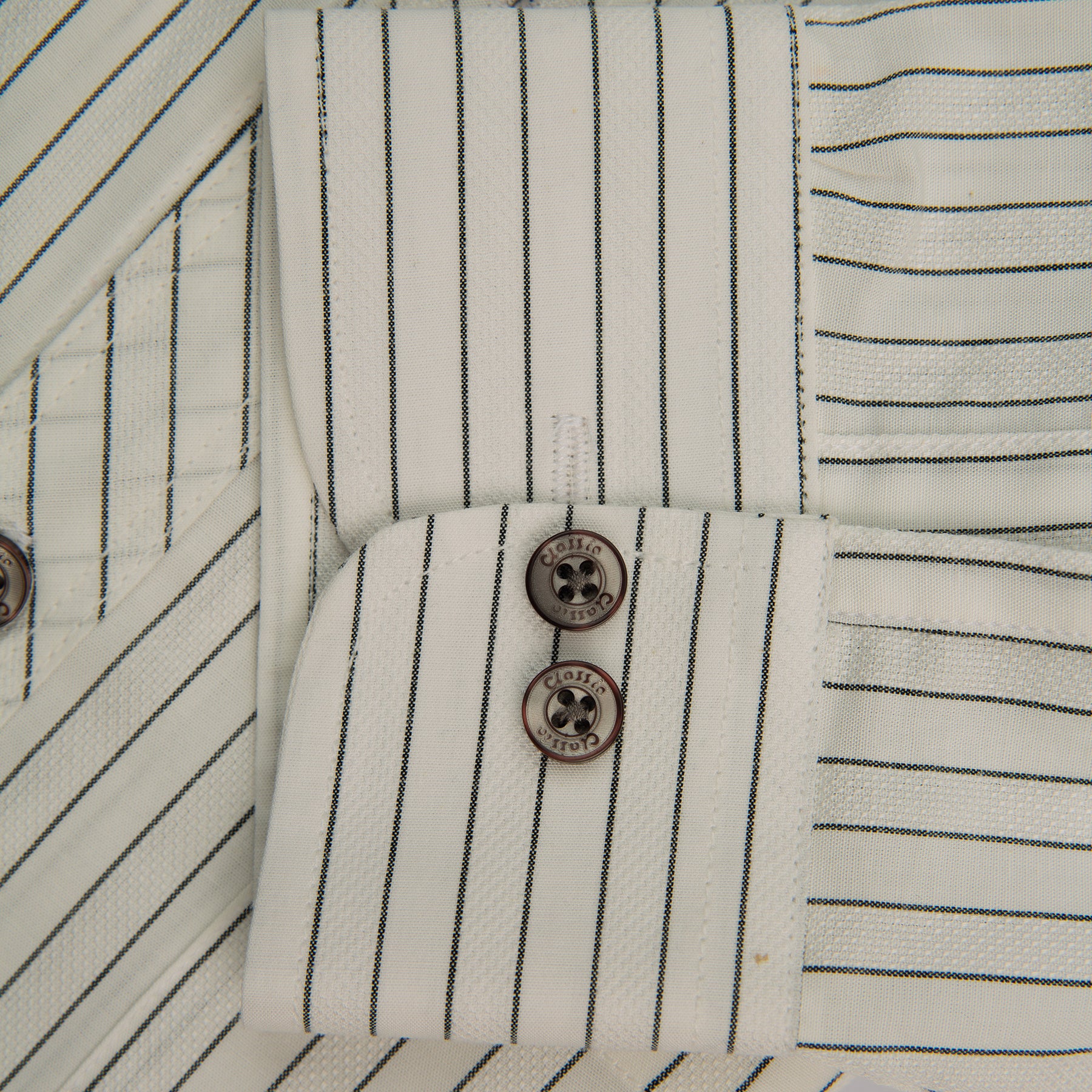 Sleek Lining Style Full Sleeves Casual Shirt - White