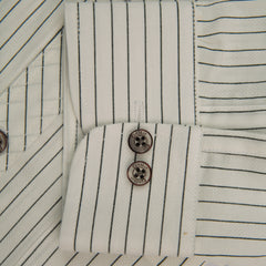 Sleek Lining Style Full Sleeves Casual Shirt - White