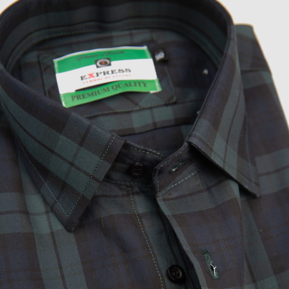 Formal Wear Check Shirt - Dark Green