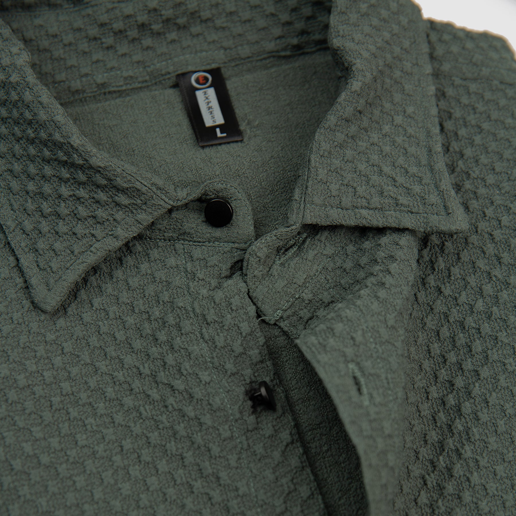 Textured Stretch Material Casual Shirt Full Sleeves - Green
