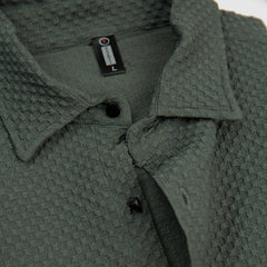 Textured Stretch Material Casual Shirt Full Sleeves - Green