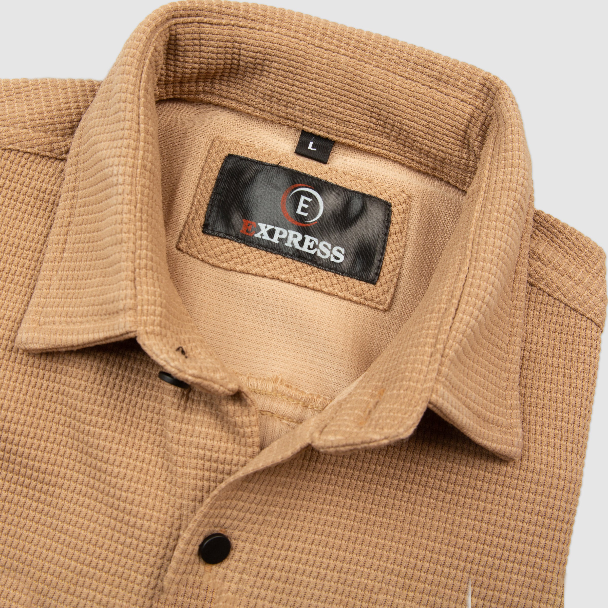 Rough Tone Material Full Sleeves Casual Shirt - Brown