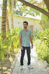 Textured Casual Shirt Half Sleeves - Mint Green