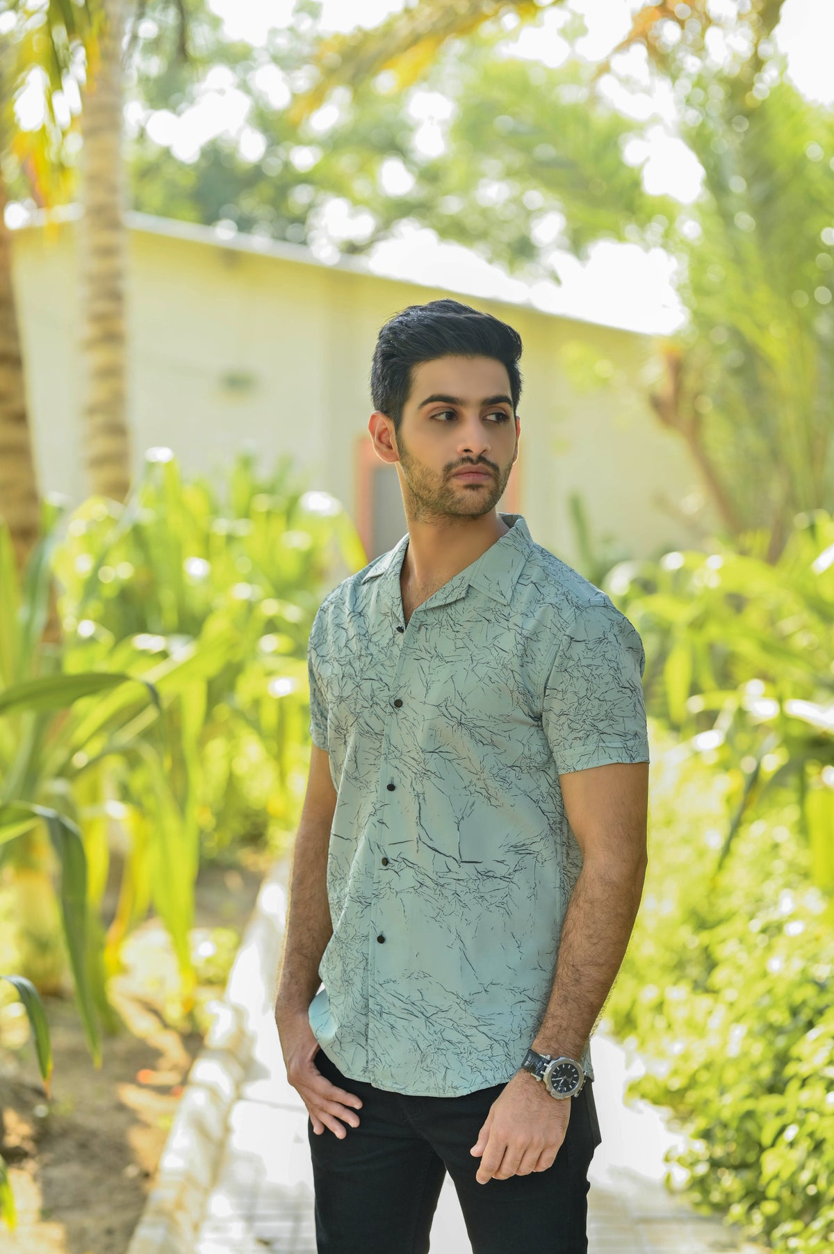 Textured Casual Shirt Half Sleeves - Mint Green