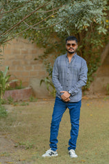 Check Design All Time Favorite Casual Full Sleeves Shirt - Gray